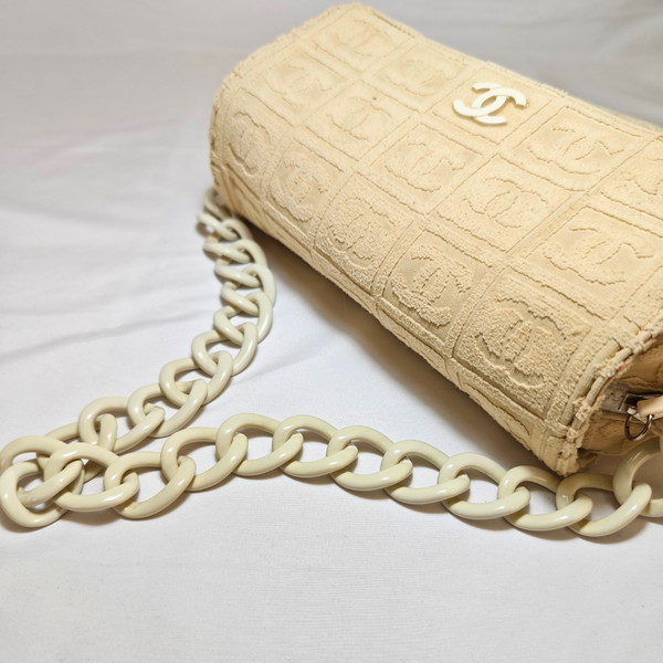 Load image into Gallery viewer, CHANEL Terry Cloth Beige Flap Bag