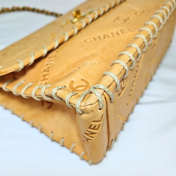 Load image into Gallery viewer, CHANEL Vintage Whipstitched Maxi Embossed Flap Bag