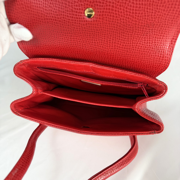将图片加载到图库查看器,Dior CD Logo Red Leather Vintage Shoulder Bag