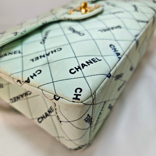 Load image into Gallery viewer, CHANEL Mint Green JUMBO LOGO Flap Bag