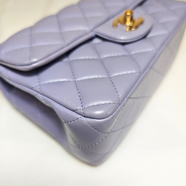 画像をギャラリービューアに読み込む, CHANEL トップハンドル ミニフラップバッグ ライトパープル チェーンショルダーバッグ