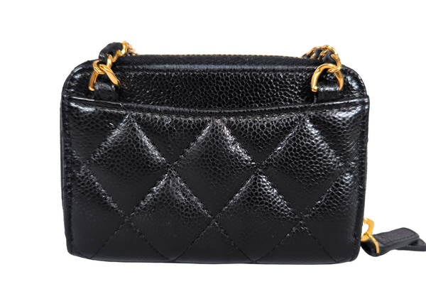 Load image into Gallery viewer, CHANEL Caviarskin Matelasse  Crossbody Chain Wallet Coin Case