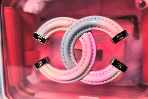 Load image into Gallery viewer, CHANEL Pink PVC & Multicolor Patent Leather CC Vanity Case