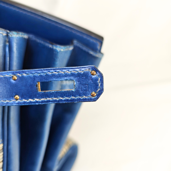 将图片加载到图库查看器,HERMES Vibrato Birkin 35 Blue Handle Bag