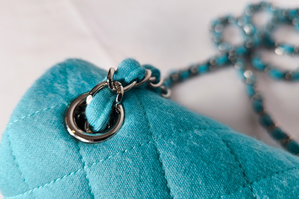 Load image into Gallery viewer, CHANEL cotton Tiffany blue Matelasse