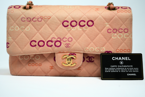Load image into Gallery viewer, CHANEL COCO Classic Flap Bag Fabric Pink