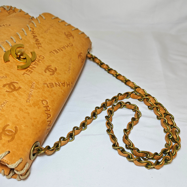 Load image into Gallery viewer, CHANEL Vintage Whipstitched Maxi Embossed Flap Bag