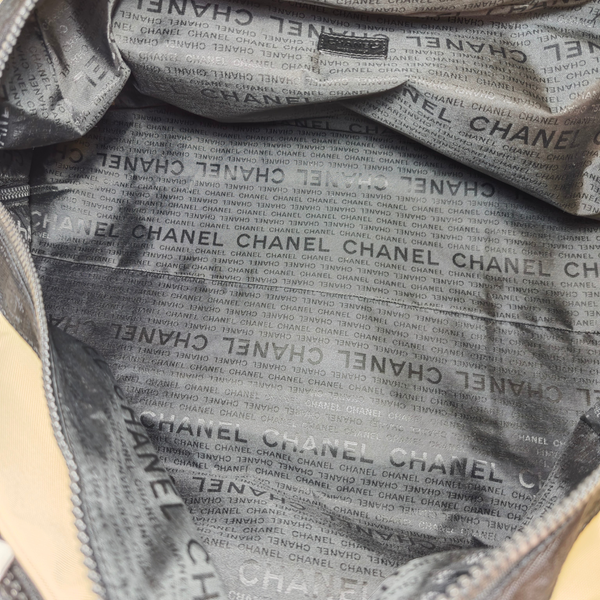 Load image into Gallery viewer, CHANEL Sport Line Boston Travel Nylon Duffle Bag Black Beige CC Logo