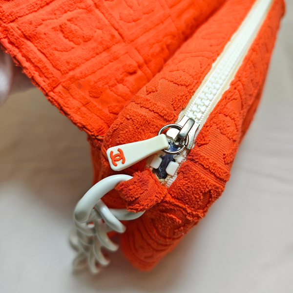 Load image into Gallery viewer, CHANEL Terry Cloth Orange Flap Bag