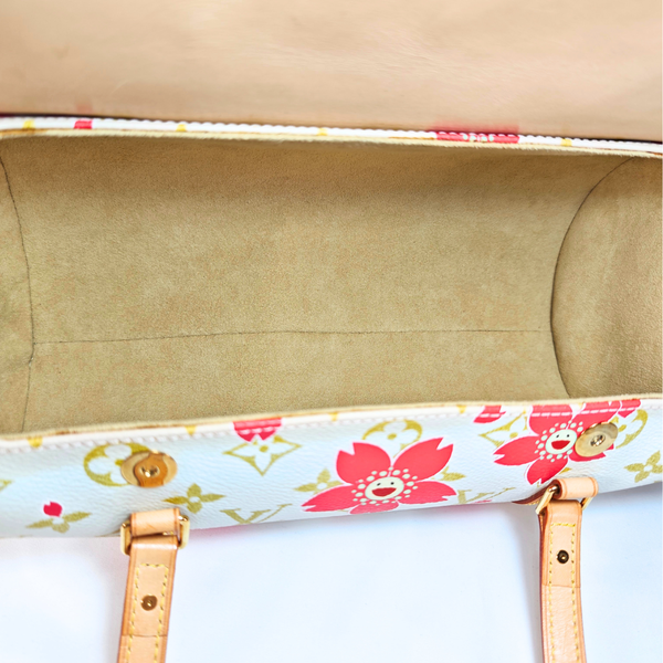 Load image into Gallery viewer, LOUIS VUITTON Papillon handbag Cherry Blossom Takashi Murakami Monogram Canvas White/Raspberry Pink Magnet type