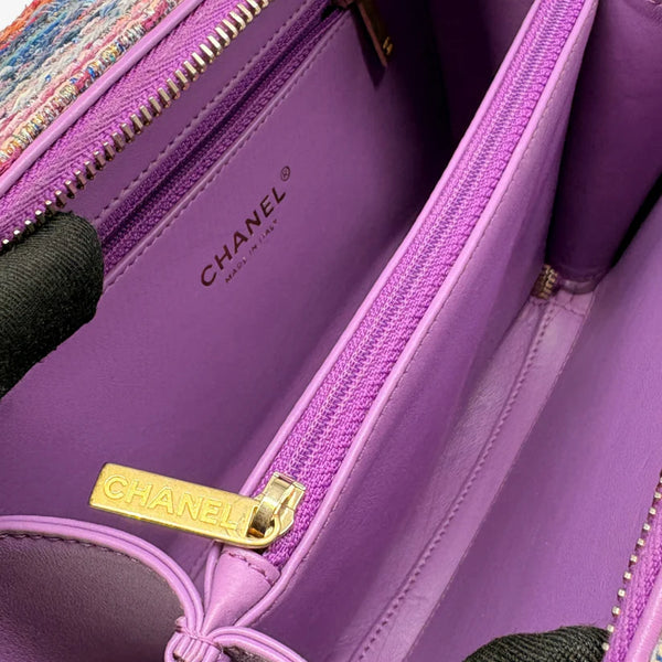 将图片加载到图库查看器,CHANEL Filigree Vanity Case Quilted Tweed Medium