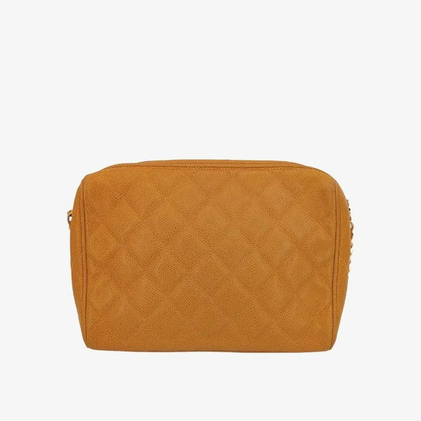 将图片加载到图库查看器,CHANEL Vintage Beige Caviar Leather Quilted Camera Bag