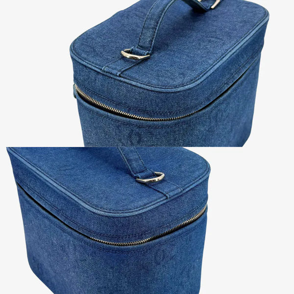 将图片加载到图库查看器,CHANEL Vintage Blue Denim Vanity Case