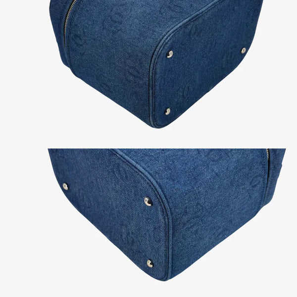 将图片加载到图库查看器,CHANEL Vintage Blue Denim Vanity Case