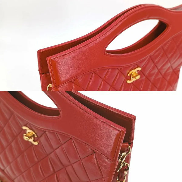 将图片加载到图库查看器,CHANEL Vintage Red Lambskin Quilted 31 Tote Bag