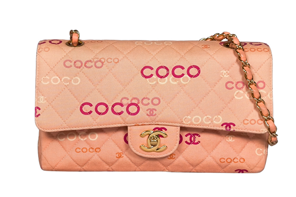 Load image into Gallery viewer, CHANEL COCO Classic Flap Bag Fabric Pink