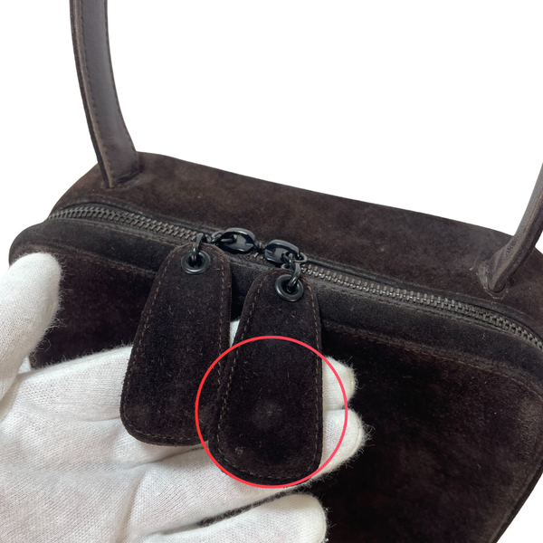 Load image into Gallery viewer, CHANEL Vintage 90s CC Logo Brown Suede Leather Timeless Vanity Bag