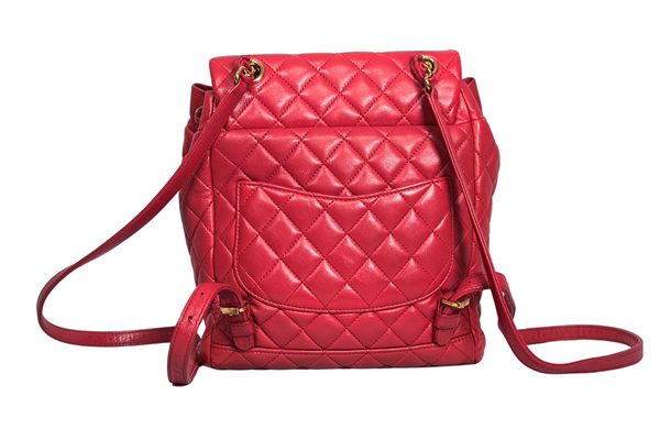 Load image into Gallery viewer, CHANEL Classic Red  Lambskin Matelasse Qilted Backpack