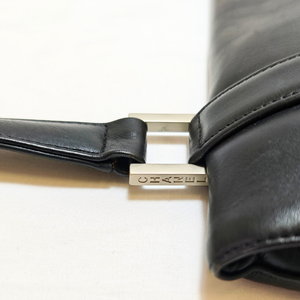 CHANEL Shoulder Black Leather Bag with Embossed CHANEL Logo