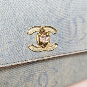CHANEL 2002-2003 Washed Blue Denim Handbag