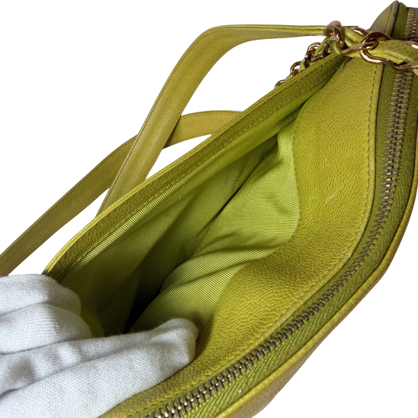 Load image into Gallery viewer, CHANEL Lime Color Caviarskin Leather Shoulder Bag
