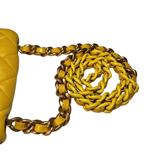 Load image into Gallery viewer, CHANEL Yellow Mini Matelassé Flap Bag
