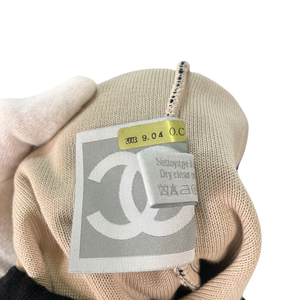 CHANEL 2003 Sport Line Cotton Drawstring Backpack Black Beige CC Logo