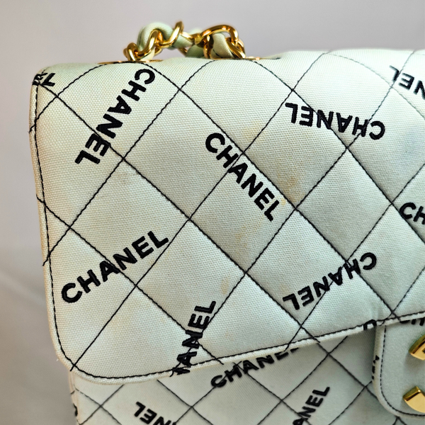 Load image into Gallery viewer, CHANEL Mint Green JUMBO LOGO Flap Bag
