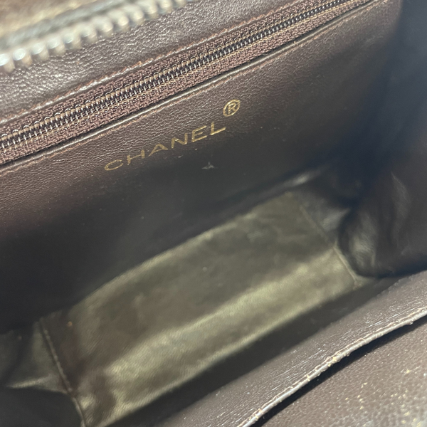Load image into Gallery viewer, CHANEL Vintage 90s CC Logo Brown Suede Leather Timeless Vanity Bag
