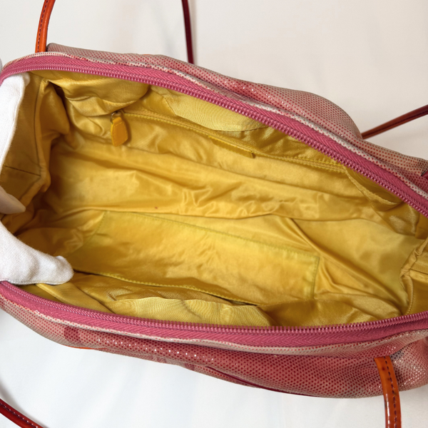 Load image into Gallery viewer, Dior Red Orange Printed Patent Leather Half Moon Shoulder Bag
