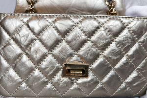 CHANEL 2.55 Mini Matelasse Gold Shoulder Bag