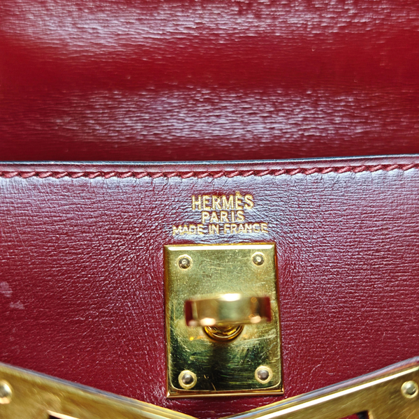 Load image into Gallery viewer, HERMES Mini Kelly 20 Box Calf Bordeaux Circle R Stamp 1988
