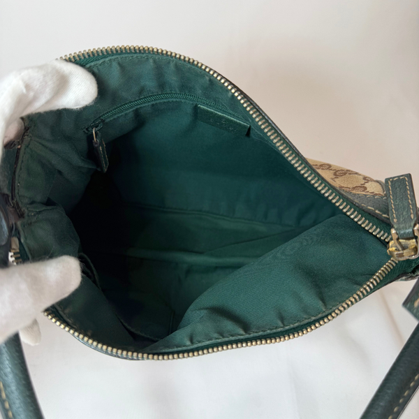 이미지를 갤러리 뷰어에 로드 , GUCCI  Abbey Top Handle Green GG Canvas Hand Bag
