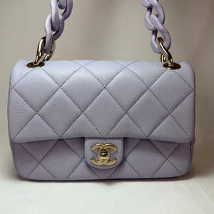 CHANEL Caviar Quilted Funky Match Mini Flap Light Purple