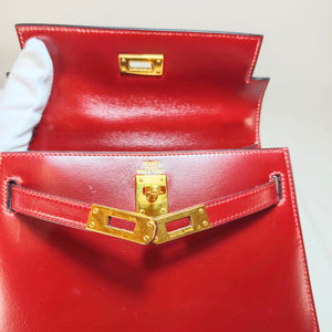 HERMES Mini Kelly 20 Box Calf Bordeaux Circle R Stamp 1988