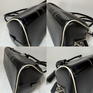 PRADA Archive Black Leather Bowler Bag