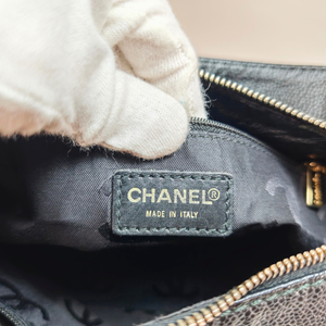 CHANEL Wood Caviar Black Hand Bag