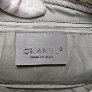 CHANEL Quilted Sports Flap Grey Cotton Shoulder Bag