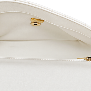 CHANEL Lambskin Top Handle Chain Shoulder Bag in White
