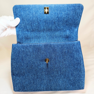 CHANEL 1997-1999 Blue Denim Kelly Handbag