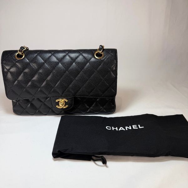 Load image into Gallery viewer, CHANEL Black Caviar Medium Classic Flap Bag 2014-2015

