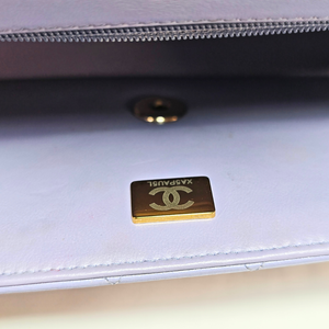 CHANEL Mini Rectangular Flap Bag with Top Handle Chain Light Purple