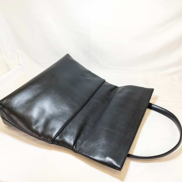 Load image into Gallery viewer, CHANEL Shoulder Black Leather Bag with Embossed CHANEL Logo
