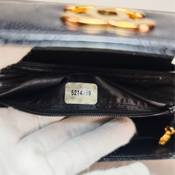 將圖片載入圖庫檢視器 CHANEL Vintage Mini Kelly Black Caviarskin Leather Hand Bag
