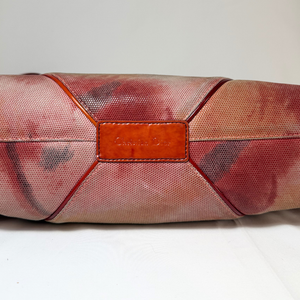 Dior Red Orange Printed Patent Leather Half Moon Shoulder Bag