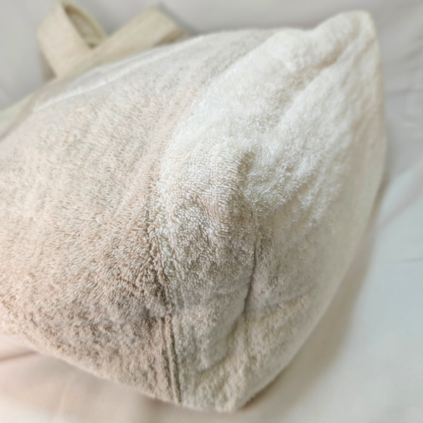 將圖片載入圖庫檢視器 CHANEL Cotton CC Beach Tote Towel Bag Beige White
