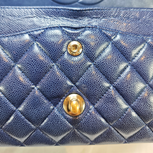 CHANEL Navy Caviar Medium Classic Flap Bag Serial Plate