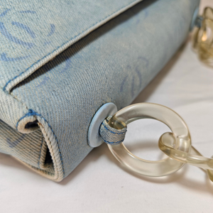 CHANEL 2002-2003 Washed Blue Denim Handbag