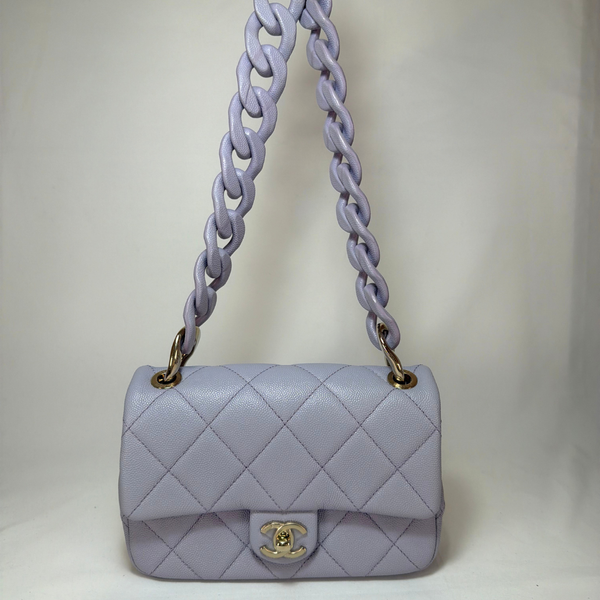 Load image into Gallery viewer, CHANEL Caviar Quilted Funky Match Mini Flap Light Purple
