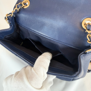CHANEL Mini Navy Blue Lambskin In The Loop Flap